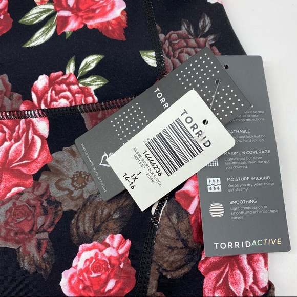 Torrid Women’s Plus Size Black Floral Wicking Bike Short Size 1X - Picture 12 of 12